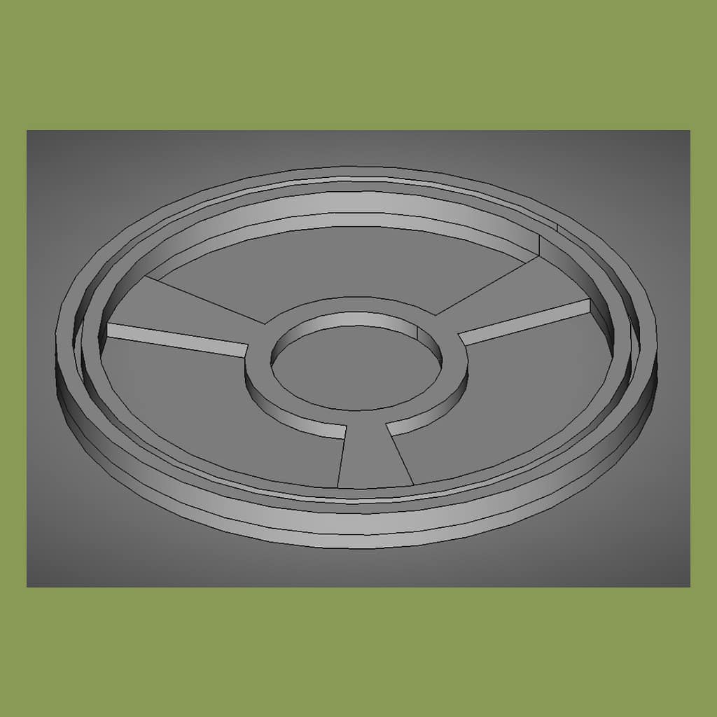 The model for the lower ring of a Voronoi diagram based shade of a wall lamp used for lighting.