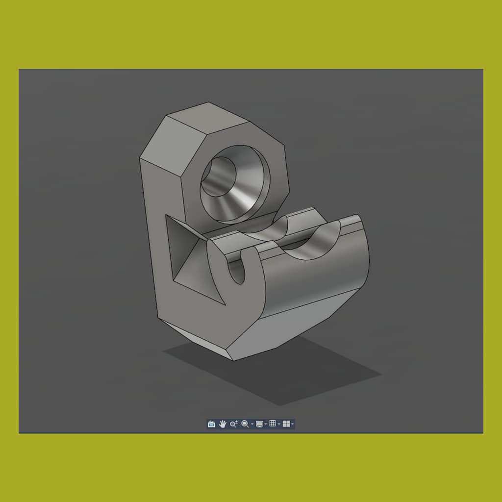 Model of a mesh panel spacer used to attach a mesh panel to a surface at a specific distance.
